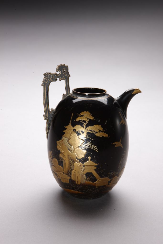 图片[2]-Black-painted gold-painted pavilion pot-China Archive